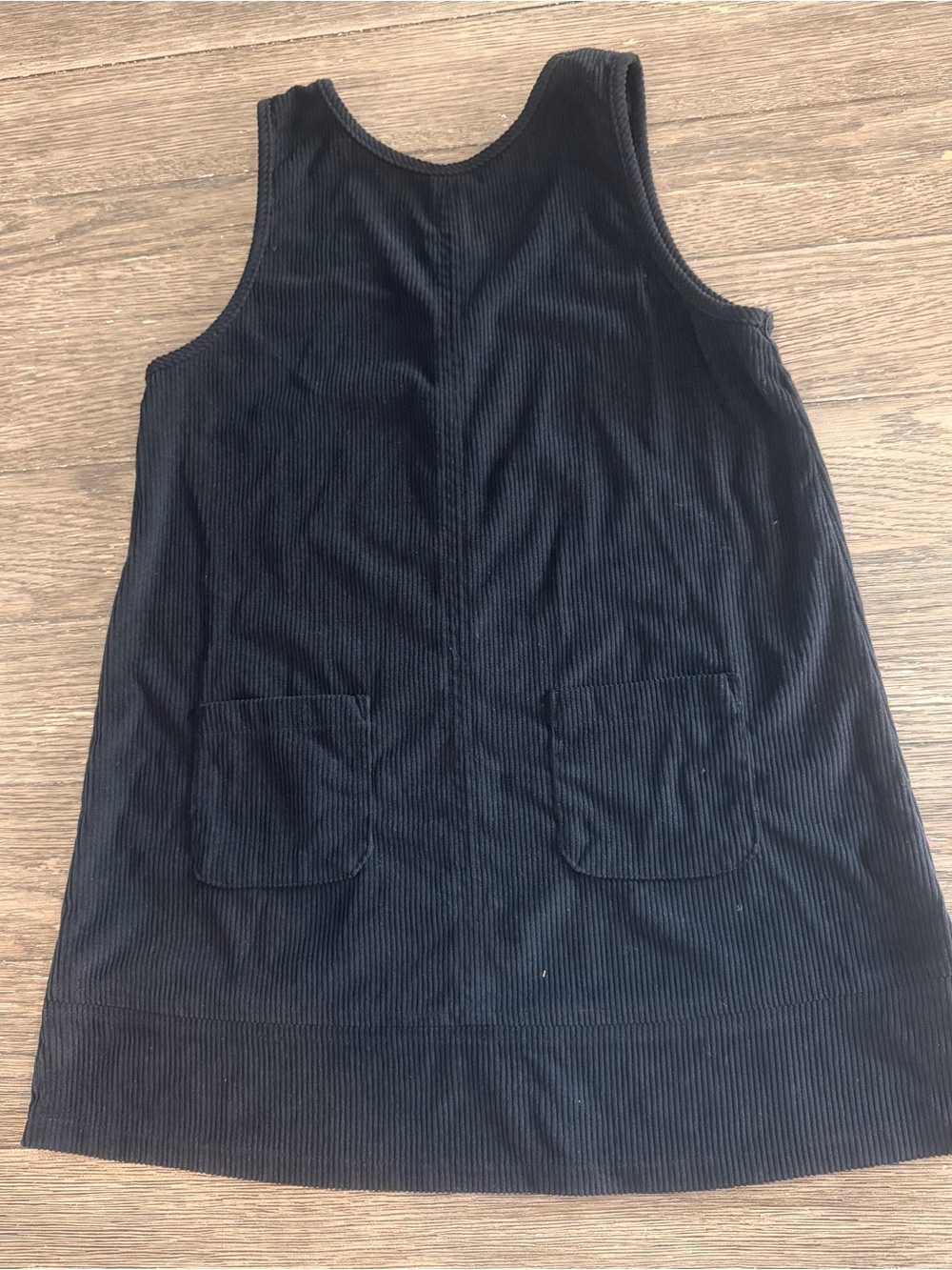 Girls Black Corduroy Pinafore Dress with Front Pockets